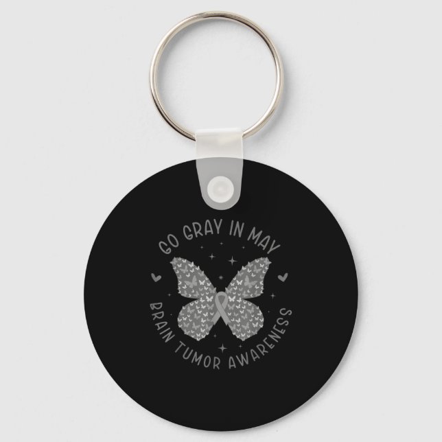 Brain tumour awareness wear grey in may strong key ring (Front)