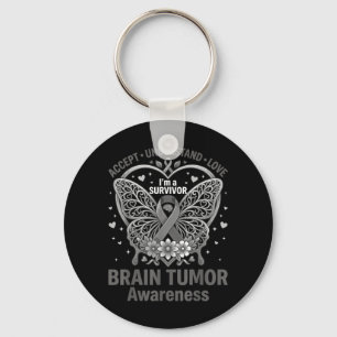 Brain Tumour Awareness Wear Grey In May Strong Key Ring