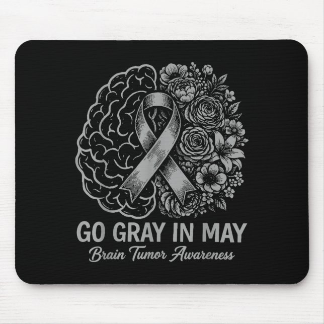 Brain tumour awareness wear grey in may strong mouse pad (Front)
