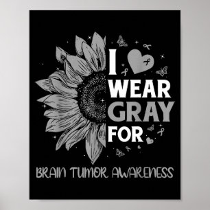 Brain tumour awareness wear grey in may strong poster