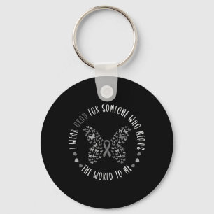 Brain Tumour Brain Cancer Grey Ribbon Wear Grey fo Key Ring