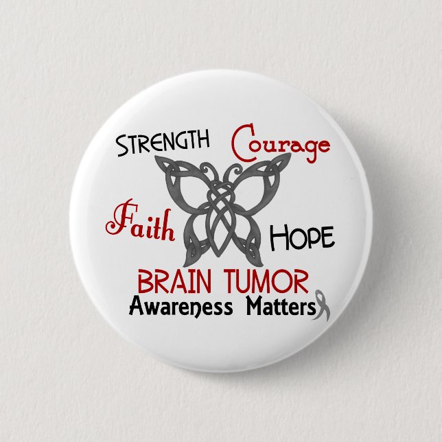 Brain Tumour Celtic Butterfly 3 6 Cm Round Badge (Front)