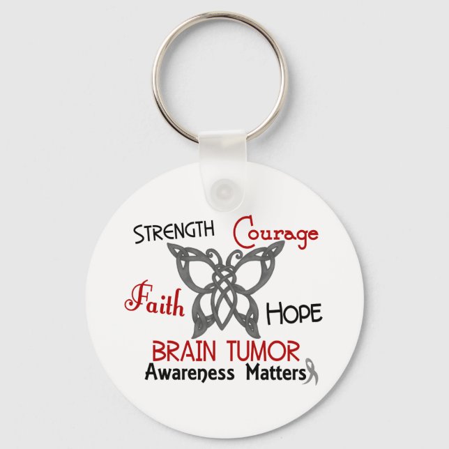 Brain Tumour Celtic Butterfly 3 Key Ring (Front)