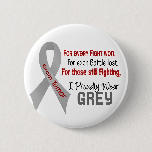 Brain Tumour For Every…..I Proudly Wear Grey 1 6 Cm Round Badge (Front)
