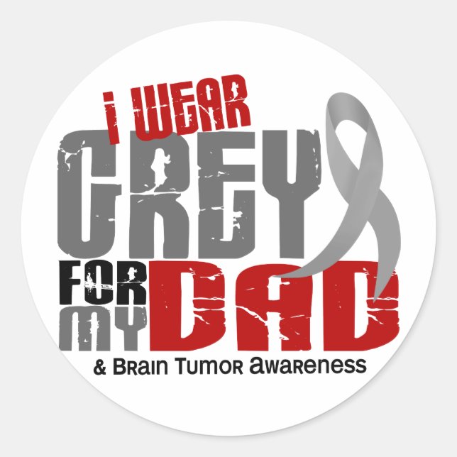 Brain Tumour I Wear Grey For My Dad 6.2 Classic Round Sticker (Front)