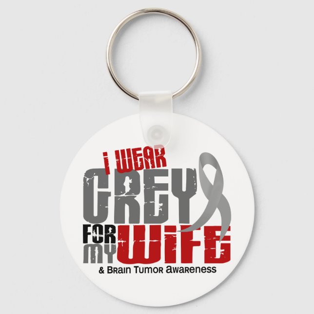 Brain Tumour I Wear Grey For My Wife 6.2 Key Ring (Front)