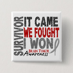 Brain Tumour Survivor It Came We Fought I Won 15 Cm Square Badge