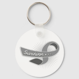 Brain Tumour Survivor Ribbon Key Ring