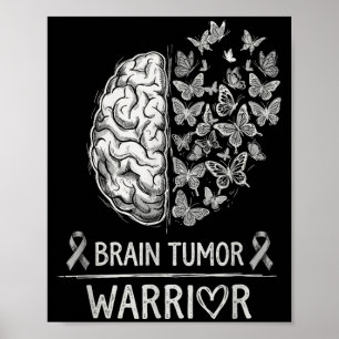 Brain tumour warrior brain tumour awareness brain poster