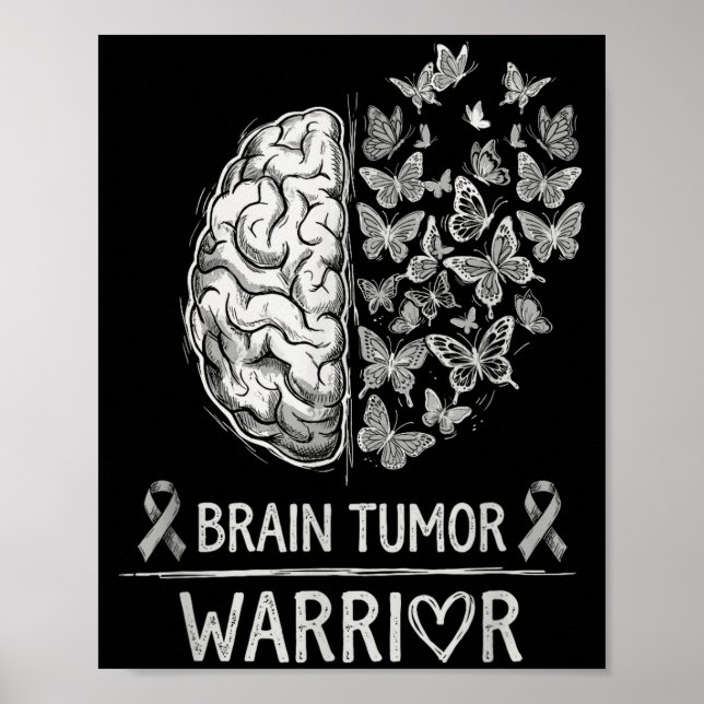 Brain tumour warrior brain tumour awareness brain poster (Front)