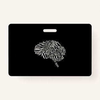 Brain Typography RN Neuroscience ID Badge