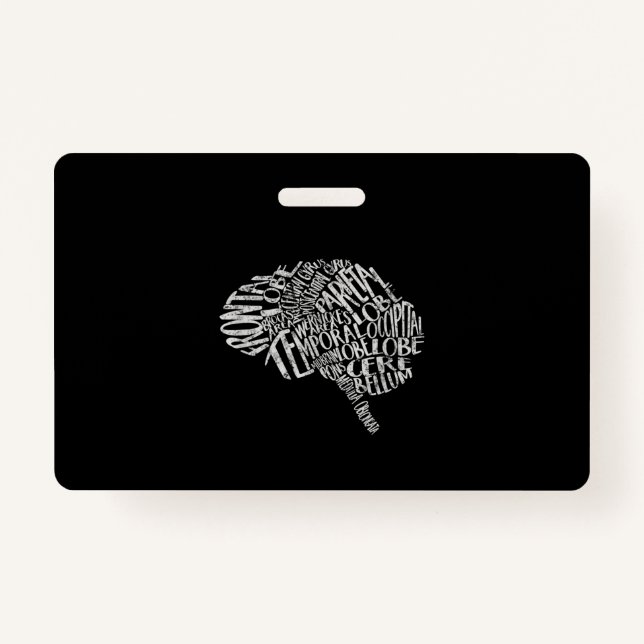 Brain Typography RN Neuroscience ID Badge (Front)