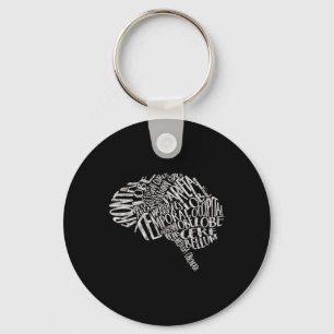 Brain Typography Rn Neuroscience Nurse Neurologist Key Ring