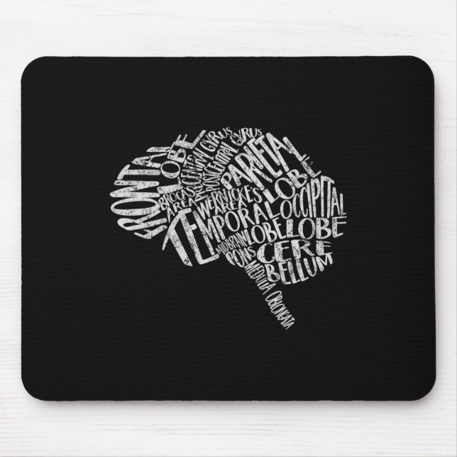 Brain Typography Rn Neuroscience Nurse Neurologist Mouse Pad (Front)
