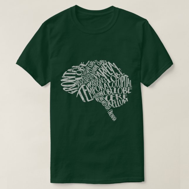 Brain Typography RN Neuroscience Nurse Neurologist T-Shirt (Design Front)