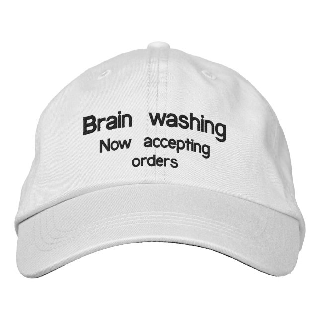 Brain washing joke embroidered hat (Front)