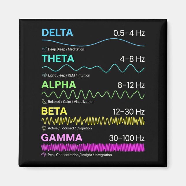 Brain waves frequency patterns mind states science magnet (Front)