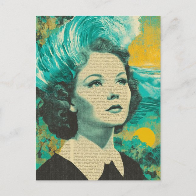 Brain Waves mixed media Collage Postcard (Front)