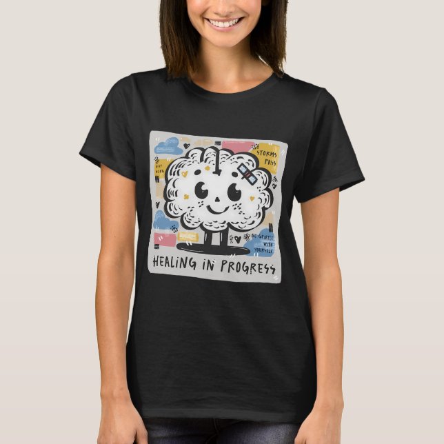 Brain with Band-Aid â€“ Healing in Progress T-Shirt (Front)