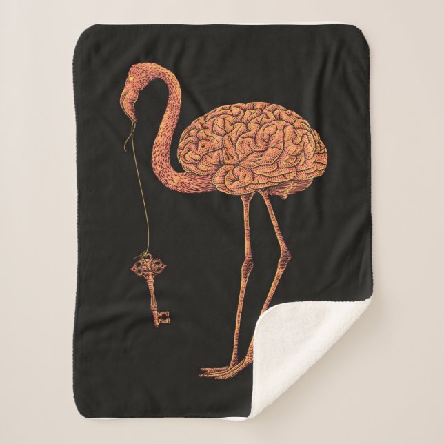 Brainingo Flamingo blanket| gift for lover Sherpa Blanket (Front)