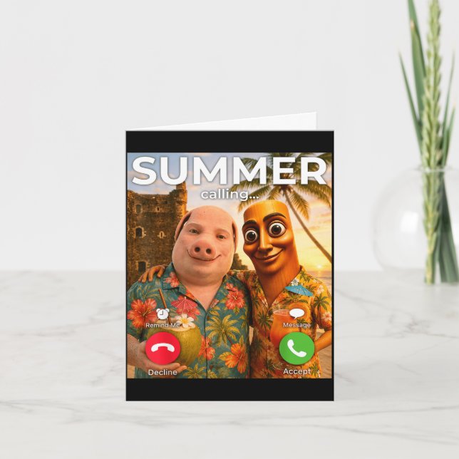 Brainrot john pork funny summer vacation tung card (Front)