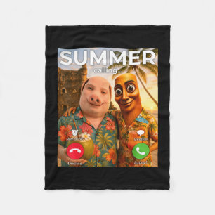 Brainrot john pork funny summer vacation tung fleece blanket