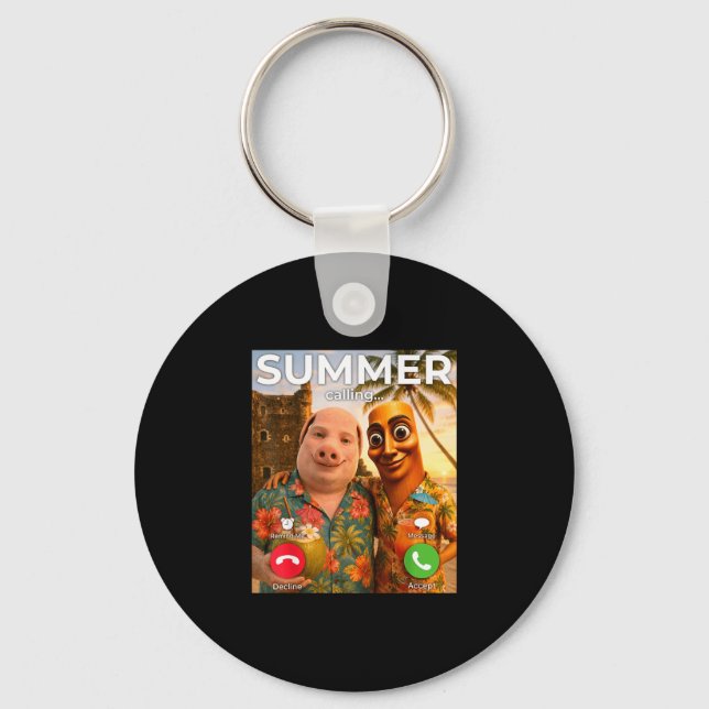 Brainrot john pork funny summer vacation tung key ring (Front)
