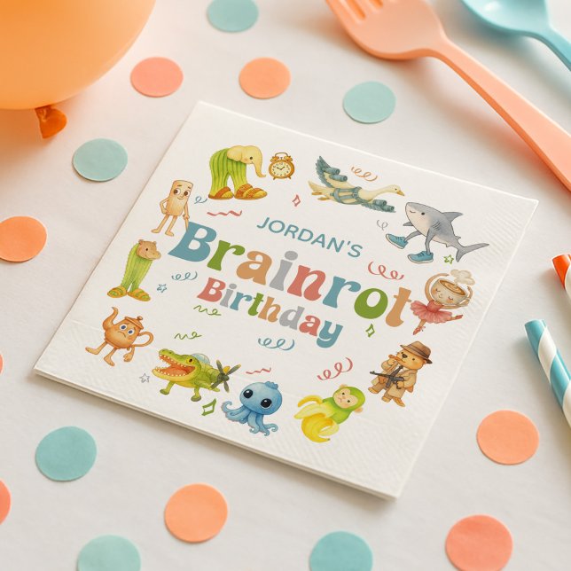 Brainrot Meme Birthday Party Napkin (Creator Uploaded)