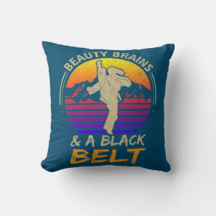 Brains And A Black Belt Karate Girl Martial Arts Cushion
