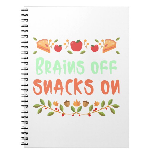 Brains Off snacks on-school lunch break notebook (Front)