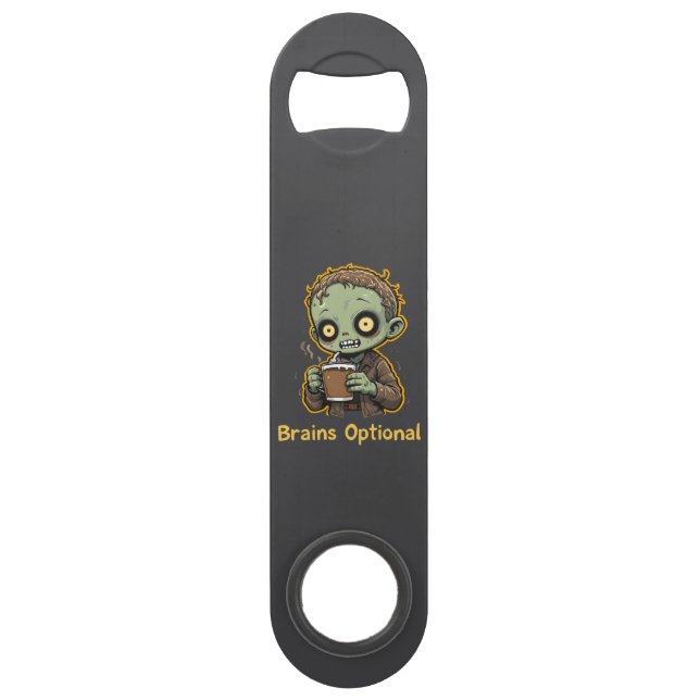 Brains Optional Zombie Coffee Funny Cute Undead  (Back)