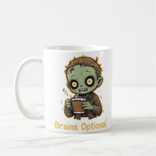 Brains Optional Zombie Coffee Funny Cute Undead Coffee Mug
