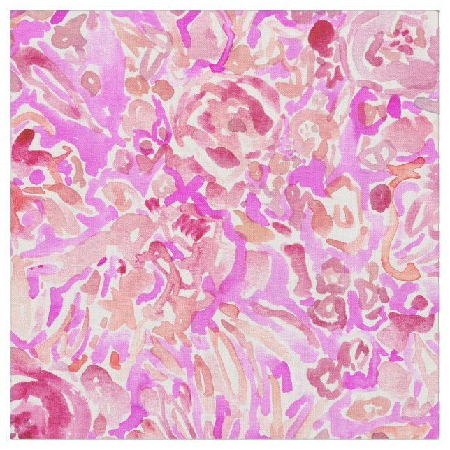 BRAINWASH Abstract Pink Coral Beachy Floral Fabric (Close Up)