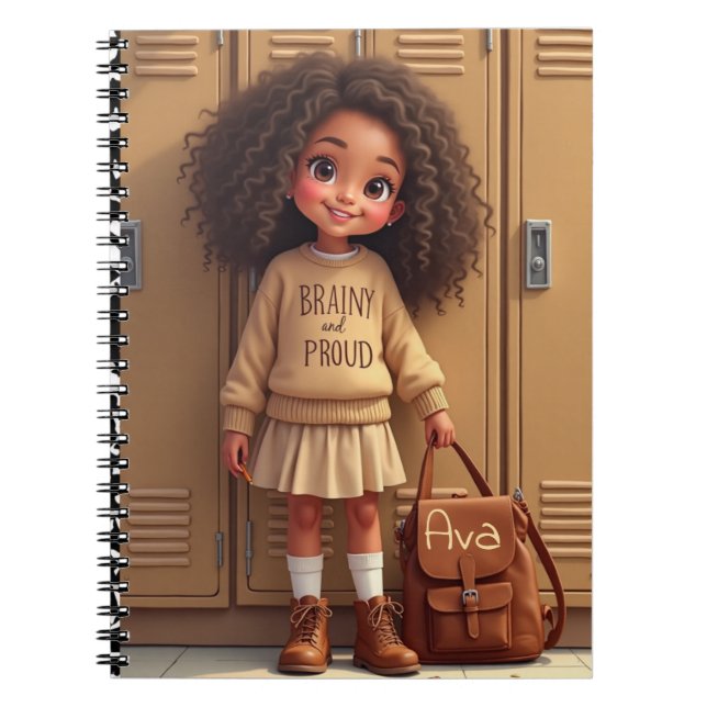 “Brainy and Proud” Spiral Notebook – Kid Edition (Front)