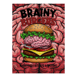 Brainy Burgers Glossy Poster