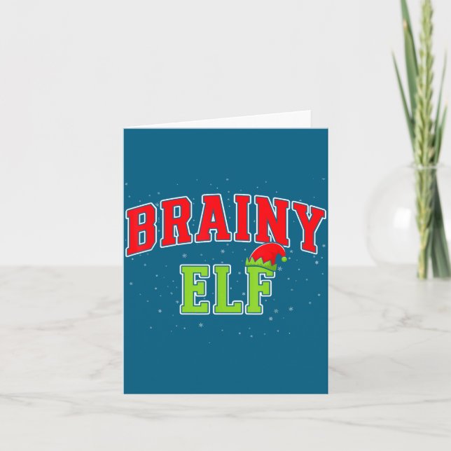Brainy Elf Christmas Family Matching Group Xmas  Card (Front)