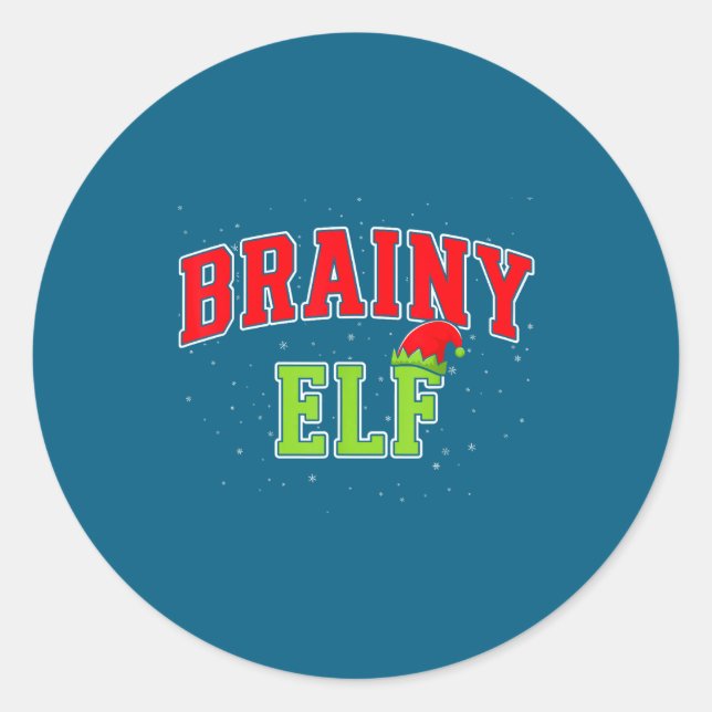 Brainy Elf Christmas Family Matching Group Xmas  Classic Round Sticker (Front)