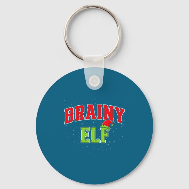Brainy Elf Christmas Family Matching Group Xmas  Key Ring (Front)