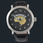 Brainy Engineer  Watch<br><div class="desc">Engineer text above a happy brain is a humorous design for problem solving engineers and college engineering students who love fight zombies.</div>
