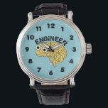 Brainy Engineer  Watch<br><div class="desc">Engineer text above a happy brain is a humorous design for problem solving engineers and college engineering students who love fight zombies.</div>