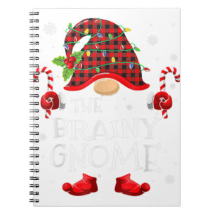 Brainy Gnome Buffalo Plaid Matching Family Christm Notebook