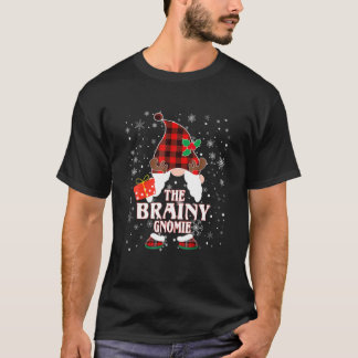 Brainy Gnome Buffalo Plaid Matching Family Christm T-Shirt