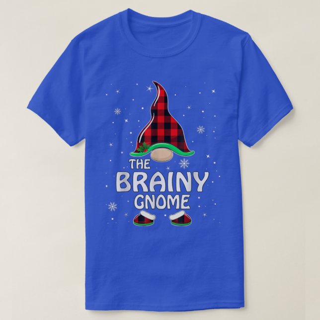 Brainy Gnome Buffalo Plaid Matching Family Christm T-Shirt (Design Front)