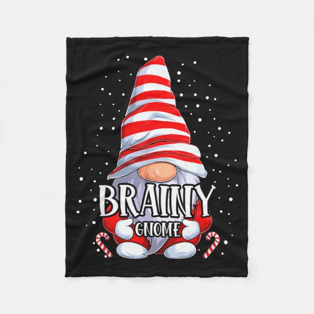 Brainy Gnome Christmas Pajamas Matching Family Gro Fleece Blanket (Front)