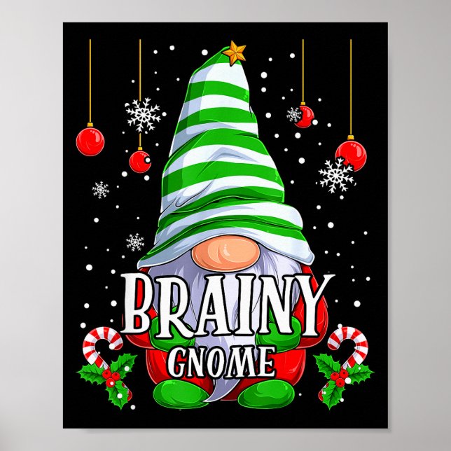 Brainy Gnome Christmas Pajamas Matching Family Gro Poster (Front)