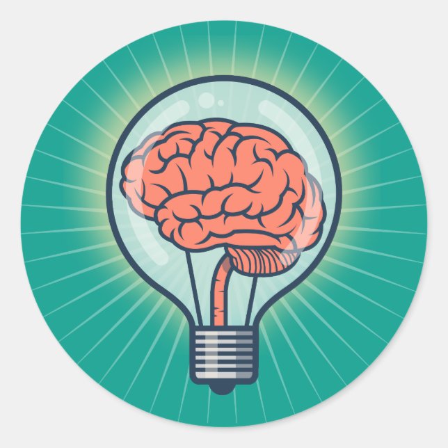 Brainy light bulb illustration classic round sticker (Front)