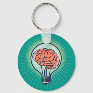 Brainy light bulb illustration key ring