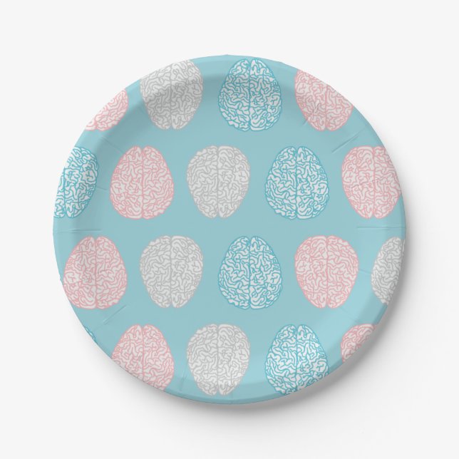 Brainy Pastel Pattern (Awesome Pastel Brains) Paper Plate (Front)