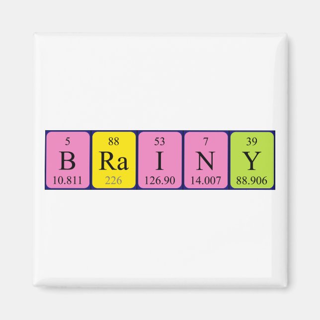 Brainy periodic table name magnet (Front)
