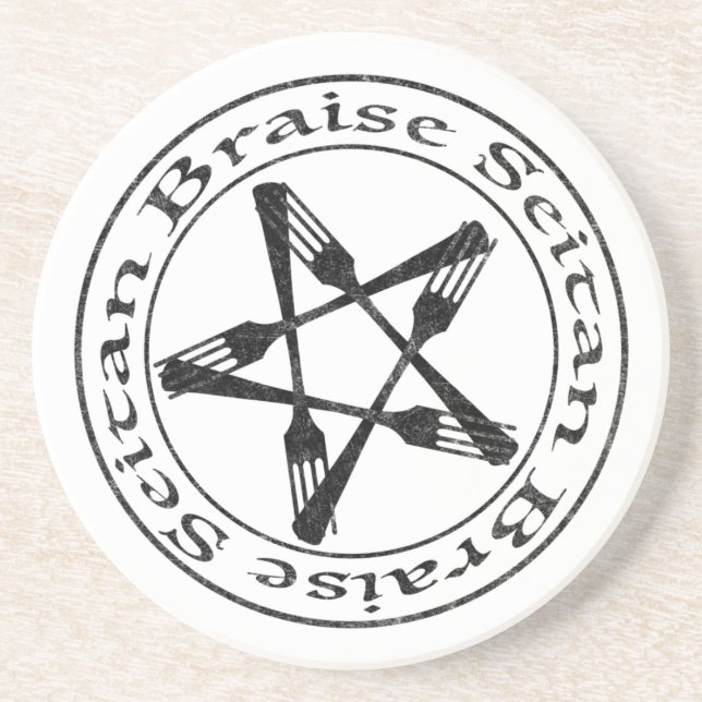 Braise Seitan Vegan Pentagram (dark version) Coaster (Front)